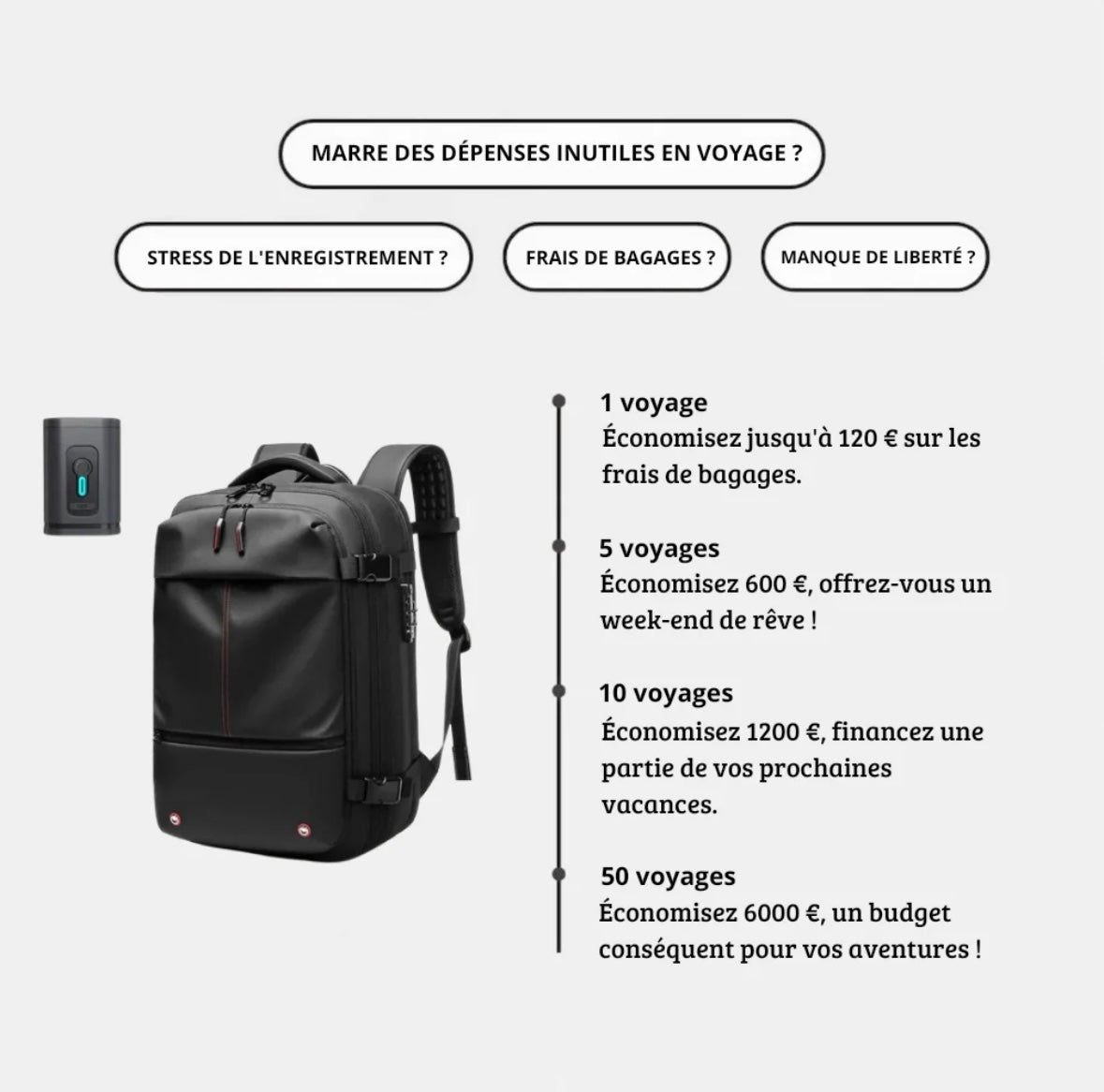 SAC DE VOYAGE AIRBAG - NOIR MAT